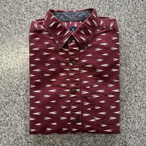 American Eagle Shirt Mens M Classic Fit Long Sleeve Button Down Aztec Maroon